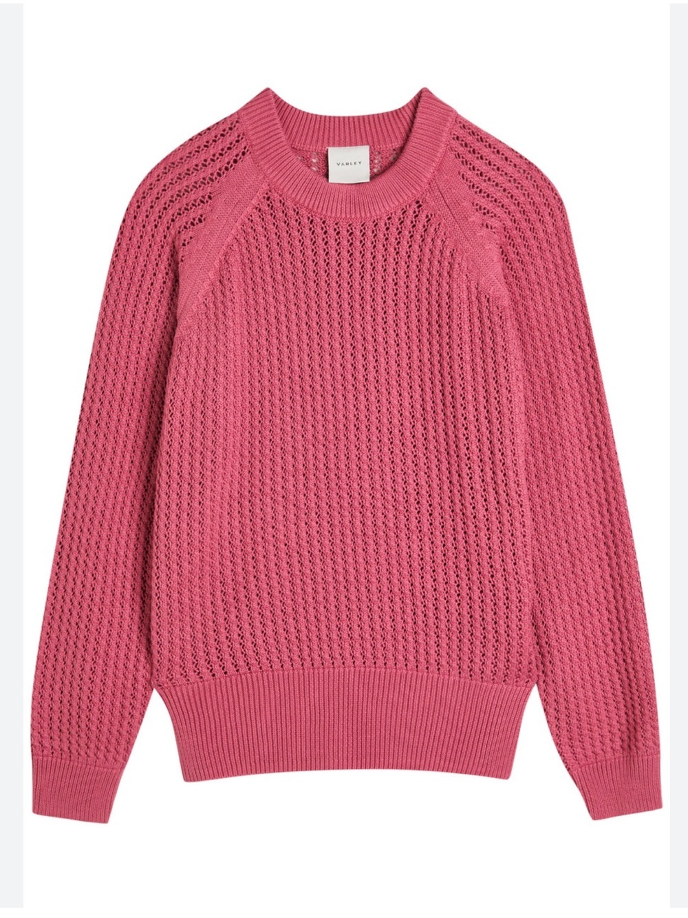 VARLEY Womens Clay Open Stitch Cotton Sweater in Rose Wine Size XS Lightweight - Picture 2 of 11